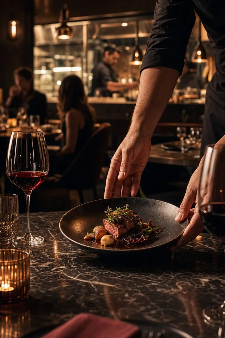 Restauracja z ciepłym światłem